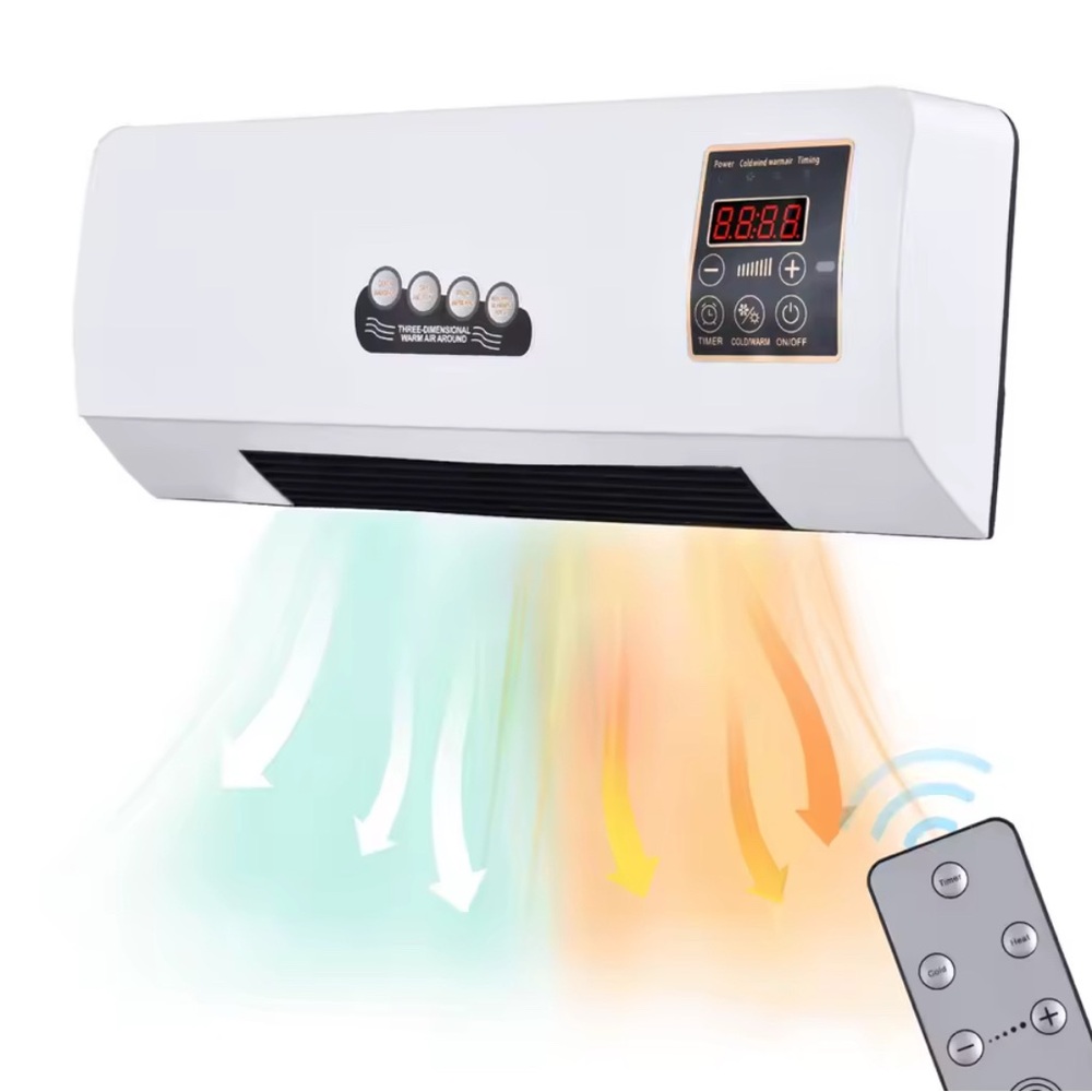 Sleek White Wall-Mounted Heater with Remote Control